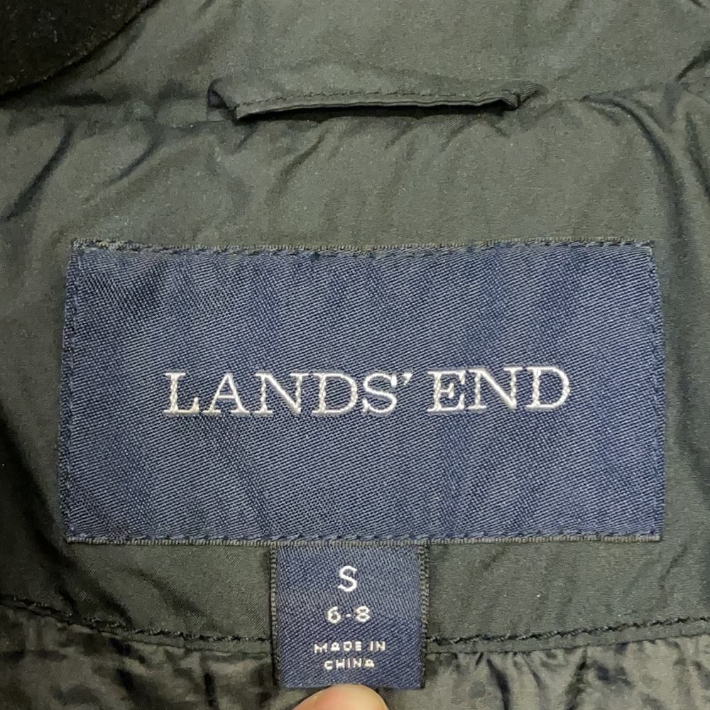 Lands’ End Women’s Small Black Quilted Lightweight Button Down Coat Front Pocket - Picture 7 of 12